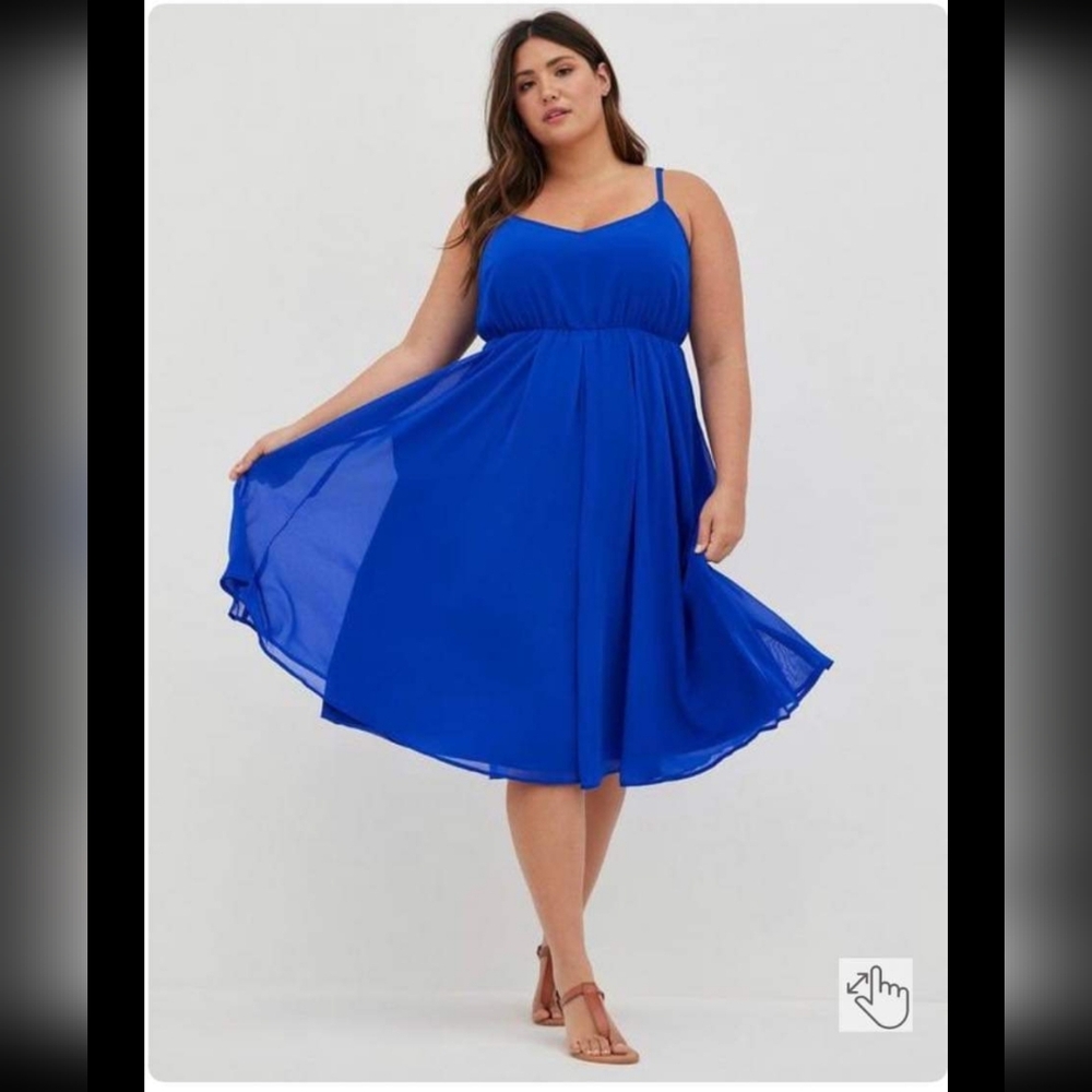 NWT Torrid Cobalt Blue Chiffon Dress Sz 1 (14/16)